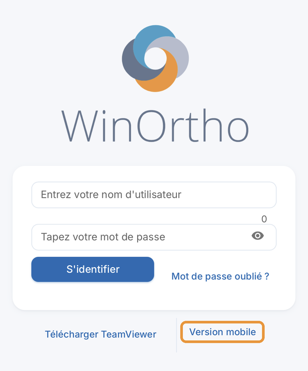 Lien Version mobile sous le cadre de connexion